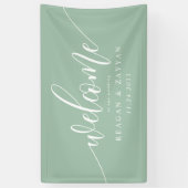 Banderoles Dusty Mint Calligraphy Accueil Mariage simple (Vertical)