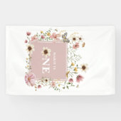 Banderoles Dusty Pink Wildflower Butterfly 1st Birthday (Horizontal)