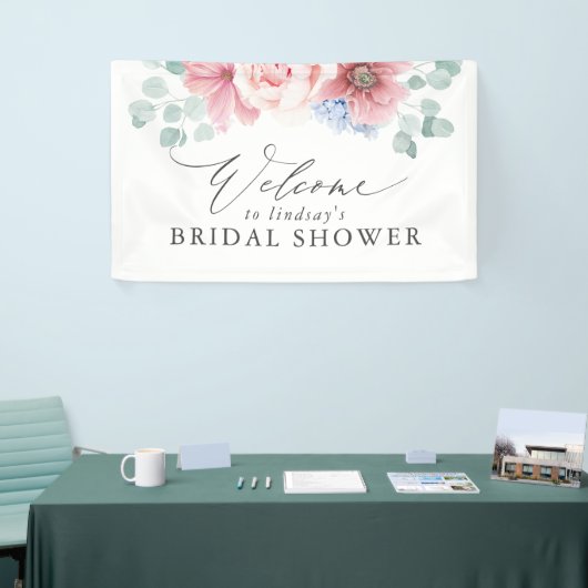 Banderoles Dusty Rose Floral Fête des mariées Bienvenue (Salon professionnel)