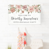 Banderoles Dusty Rose Rose 100e fête d'anniversaire Bienvenue (En situation)