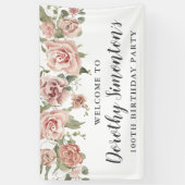 Banderoles Dusty Rose Rose 100e fête d'anniversaire Bienvenue (Vertical)