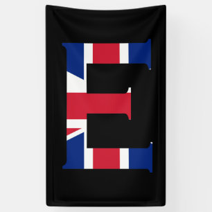 Banderoles E Monogramme superposé sur le drapeau Union Jack (