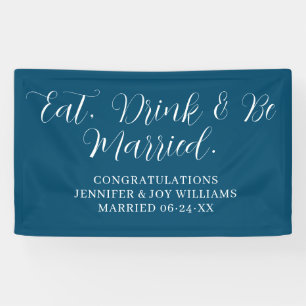 Banderoles Eat Drink Be Married Modern Black Script Mariage
