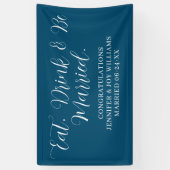 Banderoles Eat Drink Be Married Modern Black Script Mariage (Vertical)