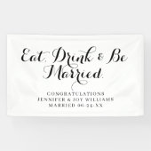 Banderoles Eat Drink Be Married Modern Black Script Mariage (Horizontal)