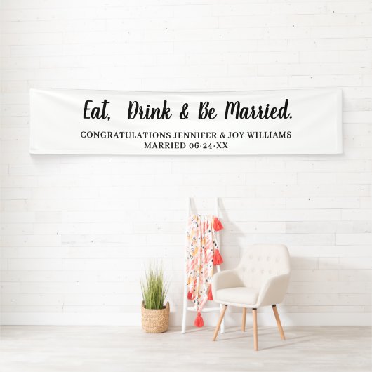 Banderoles Eat Drink Be Married Modern Black Script Mariage (En situation)