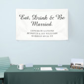 Banderoles Eat Drink Be Married Modern Black Script Mariage (Salon professionnel)
