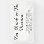 Banderoles Eat Drink Be Married Modern Black Script Mariage (Vertical)