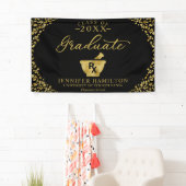 Banderoles École de pharmacie Noir Gold Graduation (En situation)