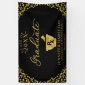 Banderoles École de pharmacie Noir Gold Graduation (Vertical)