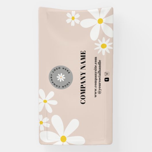 Banderoles Écran Retro Rose & Blanc pour le logo de l'entrepr (Verticale)