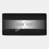 Banderoles Écriture élégante de monogramme modifiable | Noir (Horizontal)