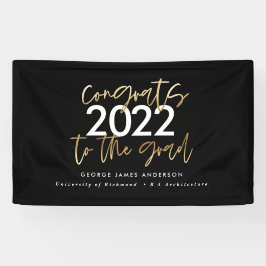 Banderoles Écriture moderne noir et or design graduation à (Horizontal)