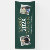 Banderoles écriture moderne or vert multi photo graduation (Vertical)