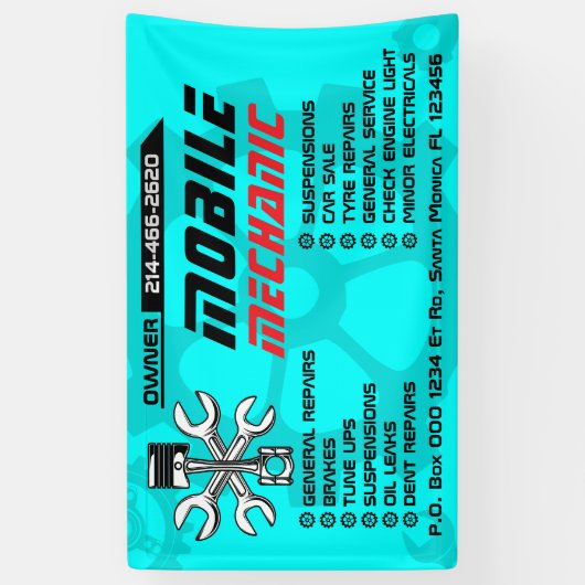 Banderoles Editable Mobile Mechanic Auto Repair Custom (Vertical)