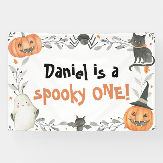 Banderoles Éffrayant One mignonne Halloween 1er anniversaire  (Horizontal)