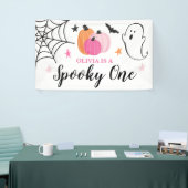 Banderoles Éffrayant Un Halloween citrouilles rose 1er annive (Salon professionnel)