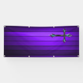 Banderoles église en planche violette de la croix bleue (Horizontal)