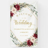 Banderoles Élégance Rustique  Fleurs, Géométrique-Or, Mariage (Vertical)