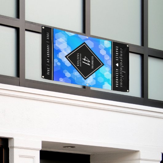 Banderoles Élégant 41ème anniversaire Mariage de Topaz Bleu (Bâtiment extérieur)