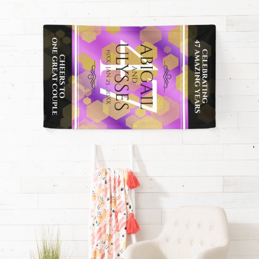 Banderoles Élégant 47e anniversaire du Mariage Améthyste (En situation)