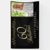 Banderoles Elégant 60 et fabuleux photo d'anniversaire noir (Vertical)