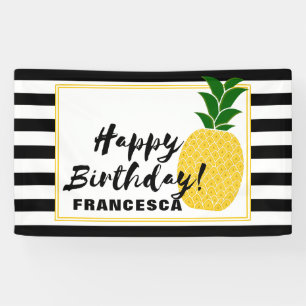 Banderoles Elégant ananas Jaune Joyeux anniversaire