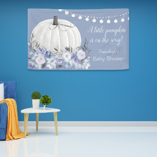 Banderoles Elégant Baby shower Citrouille blanc Dusty Blue