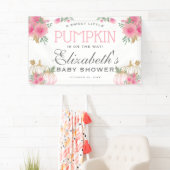 Banderoles Élégant Baby shower Citrouille rose et or (En situation)