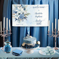 Elégant Baby shower Floral d'hiver bleu