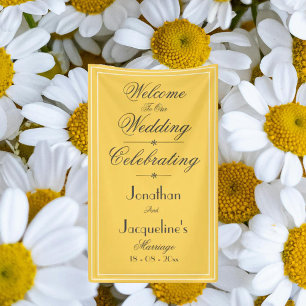 Banderoles Élégant bandeau de bienvenue du Mariage jaune