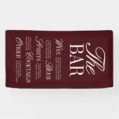 Banderoles Elégant Bar Mariage Bourgogne Menu Décor Réception (Horizontal)