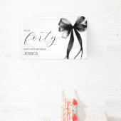 Banderoles Elegant Black Bow Hello Forty 40th Birthday Party (Insitu)