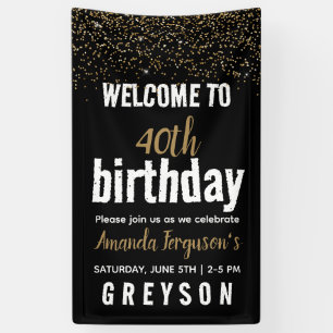 Banderoles Elegant Black & Gold 40th Birthday Party
