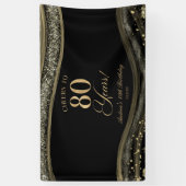 Banderoles Elegant Black Gold Agate 80th Birthday Party (Vertical)