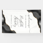 Banderoles Elegant Black Gold Agate Wedding Welcome (Horizontal)