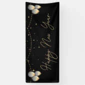 Banderoles Elégant Black Gold Balloon Bonne année (Vertical)