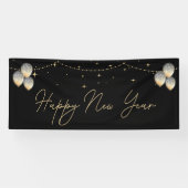 Banderoles Elégant Black Gold Balloon Bonne année (Horizontal)