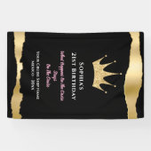 Banderoles Elégant Black Gold Croise Porte Anniversaire (Horizontal)