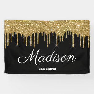 Banderoles Elegant Black Gold Graduation Party Class of 2023
