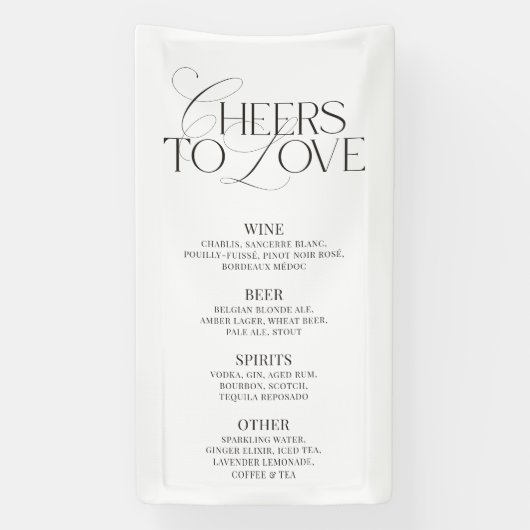 Banderoles Elegant Black & White Wedding Bar Menu Banner (Verticale)
