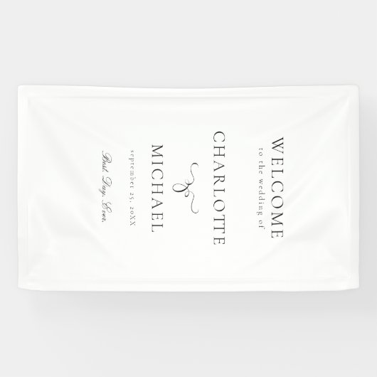 Banderoles Élégant, blanc, police de script "Welcome" mariage (Horizontal)