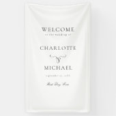 Banderoles Élégant, blanc, police de script "Welcome" mariage (Vertical)