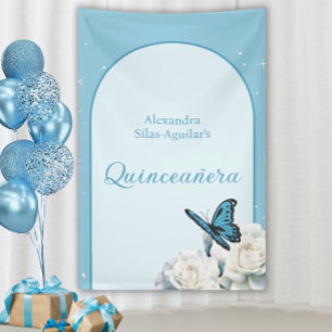 Banderoles Elégant bleu clair Quinceañera - Affiches de bienv
