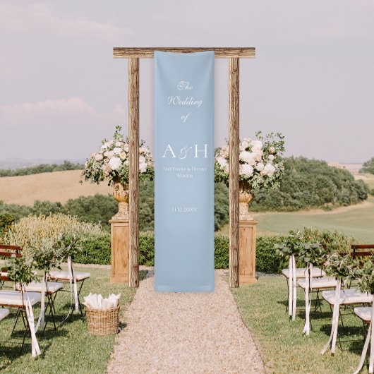 Banderoles Elegant Blue Fabric Wedding Welcome Banner