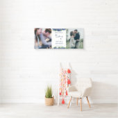 Banderoles Elégant Blue Hydrangeas 2 Photo Mariage Bienvenue (En situation)