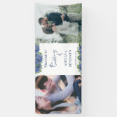 Banderoles Elégant Blue Hydrangeas 2 Photo Mariage Bienvenue (Vertical)