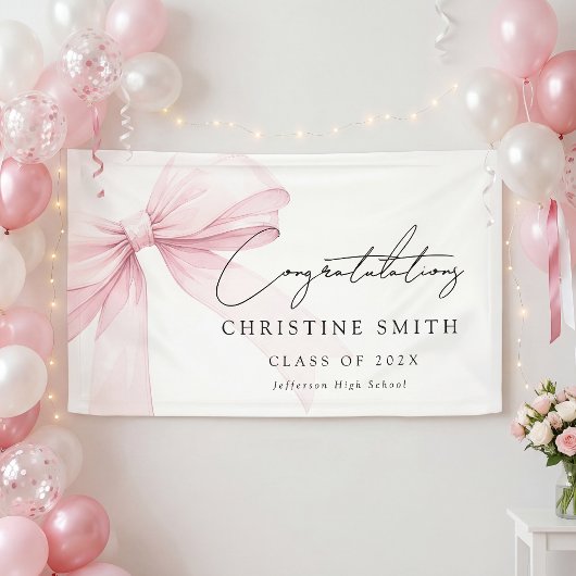 Banderoles Elegant Blush Bow Text Congratulations Banner