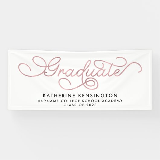 Banderoles Élégant Blush Pink Typographie Graduation (Horizontal)
