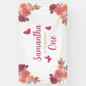Banderoles Elegant Boho  Watercolor Floral First Birthday  (Vertical)